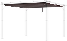 Outsunny 2.5x2.55m Pergola Napernyő Cserélhető Tető Napernyő Szövet Kerti Pavilonhoz, 10 Leeresztő Nyílással, Barna | Aosom
