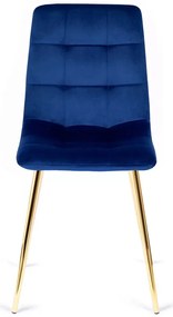 Sötétkék Bársony Étkezőszék Arany Lábbal. YORK Belföldi Raktárról