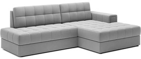 Szürke bársony kinyitható sarokkanapé (jobb oldali-heverő résszel) Blezalt – ELTAP