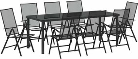 vidaXL Kert étkező szett 9 pcs Antracit Porszórt acél