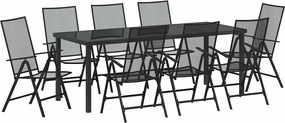 vidaXL Kert étkező szett 9 pcs Antracit Porszórt acél