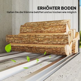 Outsunny tűzifatároló, acél, magasított padló, ferde tető, 213 x 66,5 x 150 cm, sötétszürke