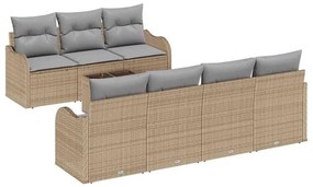 vidaXL Kerti Kanapé Szett Bézs 55 x 55 x 37 cm polirattan