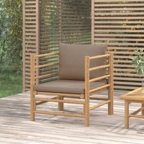 Bambusz kerti kanapé tópszínű párnákkal