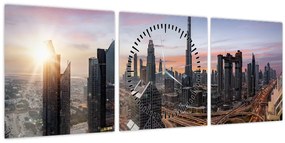 Kép - Dubai panorámája (órával) (90x30 cm)