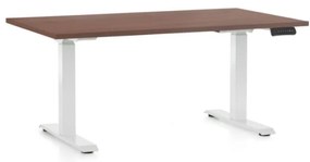 Állítható magasságú asztal OfficeTech C, 140 x 80 cm, fehér alap, dió