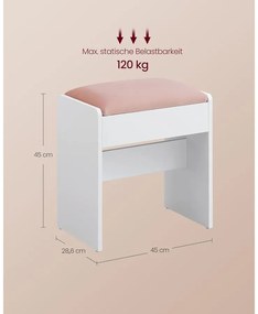 Sminkasztalhoz való ülőke, mattfehér–pasztell rózsaszín