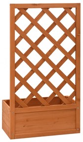 narancssárga tömör fenyőfa rácsos kerti ültetőláda 50x25x90 cm