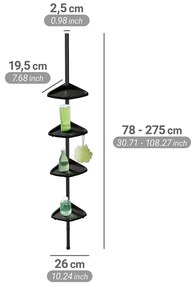 Fekete teleszkópos műanyag fürdőszobai sarokpolc Compact – Wenko