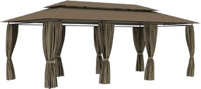 vidaXL tópszínű pavilon függönyökkel 600 x 298 x 270 cm 180 g/m²
