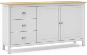 Fehér-natúr színű borovi fenyő alacsony komód 150x80,5 cm Misti – Marckeric