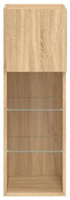 2 db sonoma tölgy színű TV-szekrény LED-ekkel 30,5x30x90 cm