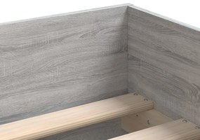 szürke sonoma tölgy színű műfa ágykeret fiókokkal 90 x 200 cm