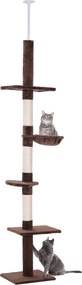PawHut Mennyezetig Állítható Kaparófa, Stabil Macska Fa Sisal Oszlopokkal, Macska Mászófa, Barna, 40 x 34 x 230-260 cm | Aosom