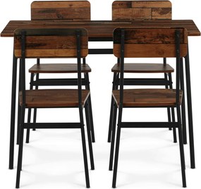 4 személyes old wood MDF étkezőgarnitúra 110x70x76 cm – AUT-O2155 OLW2