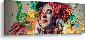 Kép - Női művész fejhallgatóval (órával) (90x30 cm)
