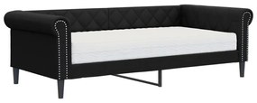 fekete műbőr heverő matraccal 90 x 200 cm