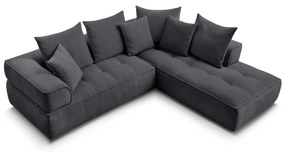 Sötétszürke zsenília sarokkanapé (jobb oldali-L alakú) Whesley – Bobochic Paris