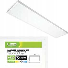 Falra szerelhető Led panel Plafon lámpa fekete 36W 30x120 4000K fehér