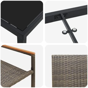 7 Darabos Kerti Étkező Készlet Szürke Poly Rattan