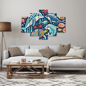 Kép – Rajzolt vízi állatok (150x105 cm)