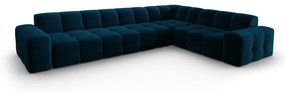 Sötétkék bársony sarokkanapé (jobb oldali) Kendal – Micadoni Home