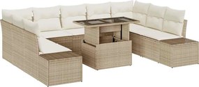 vidaXL Kerti Kanapé Szett tárolóval 10 pcs Bézs Poli rattan