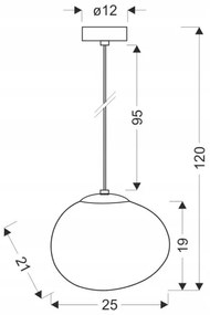 Csillár zsinóron STONES 1xE27/40W/230V átm. 25 cm