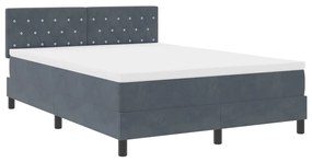 Boxspring Ágy Matrac Ezüst Szürke 160x200 cm Bársonyos