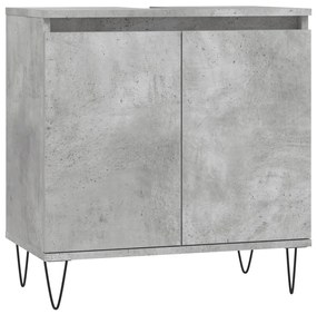 Betonszürke szerelt fa fürdőszobaszekrény 58x33x60 cm