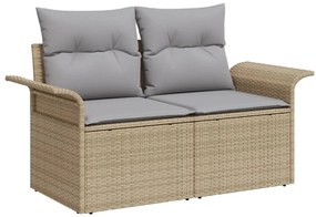 5 Darabos Kert Sofa Szett Párnákkal Bézs Poli Rattan