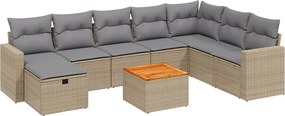 vidaXL 9 részes vegyes bézs polyrattan kerti ülőgarnitúra párnákkal