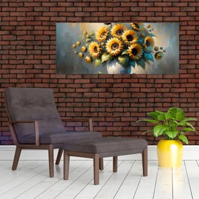 Kép – Napraforgós váza (120x50 cm)