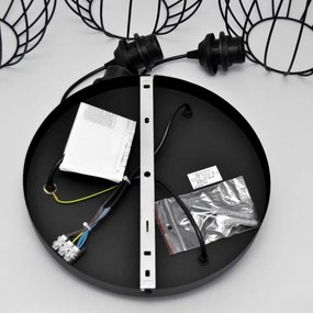 LED Csillár zsinóron MERCURE 3xE27/15W/230V ø 50 cm fekete