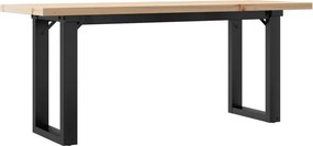 vidaXL tömör fenyőfa és acél O-vázú dohányzóasztal 110x40x45,5 cm