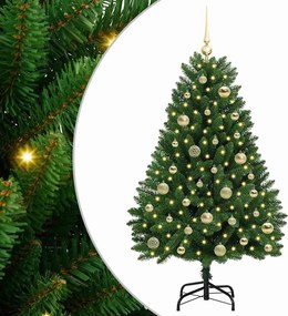 vidaXL Mű karácsonyfa 150 LED-del Zöld 120 cm PVC és fém