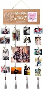 Képkeret, fa képkeret, kollázs, fali dekoráció