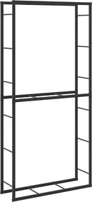 vidaXL tűzifa állvány Fekete 100x30x209 cm Acél