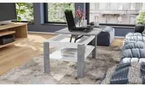 Átalakítható konferenciasztal emelhető lappal és polccal ADEN szürke beton/fehér