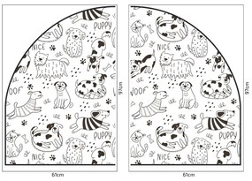 PIPPER. Védő textil falmatrica – Ív – Vidám kutyák Méret: 83x60cm, Indíték: névvel