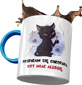 Kék Bögre Cicával Aranyos Ajándék Nyomtatott Fotóval