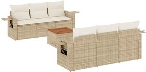 vidaXL 7 részes bézs polyrattan kerti ülőgarnitúra párnákkal