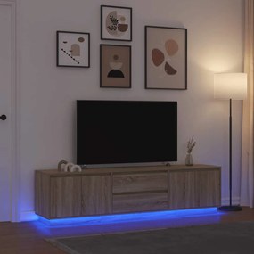 sonoma-tölgy színű TV-szekrény LED-lámpákkal 193,5x41x50 cm