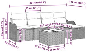 Kerti Kanapé Szett 6 pcs Világosszürke 231 x 117 x 85 cm
