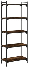 5 szintes füstös tölgy szerelt fa könyvespolc 60 x 30 x 154 cm