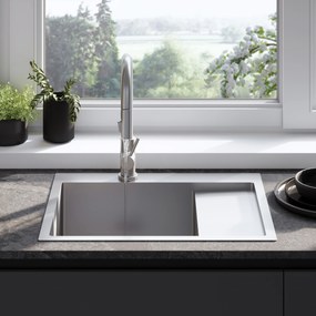 Rea Fin, 1 rekeszes acél mosogató 620x480x185 mm, csiszolt acél, ZLE-06012