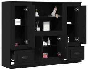 Magas szekrény Fekete Tölgy 132x35,5x103,5 cm Mérnöki Fa