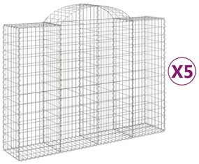 5 db íves horganyzott vas gabion kosár 200x50x140/160 cm