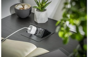 Konnektor, pultba süllyeszthető, fekvő, 1x dugalj, 2xUSB A, 1,5fm kábellel, fehér, AVARO
