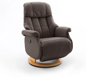 CALGARY Comfort L Barna bőr relax fotel lábtartóval natúr lábbal